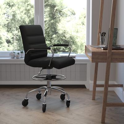 Lancaster Home Drafting Chair with Roller Wheels, Adjustable Foot Ring