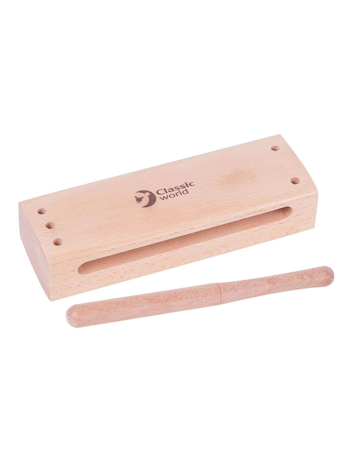 Classic World Wooden Tone Block with Percussion Stick