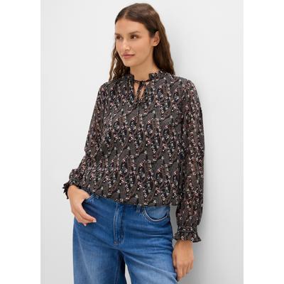 Langarmbluse BONPRIX, Damen, Gr. 54, schwarz paisley, Obermaterial: 100% Polyester. Futter: 100% Polyester, regular fit, Blusen, mit süßen Details, Regular Fit, eleganter Stil