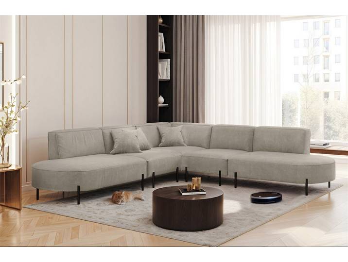 Fun Möbel Ecksofa Sofa VALENCIA Seite universal, Rundumbezug