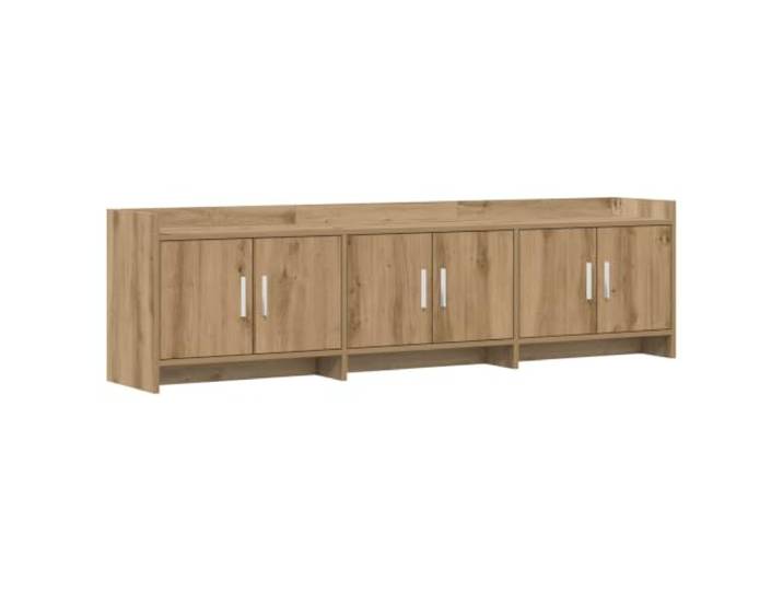GKHPYURE TV-Schrank 168 x 33 x 47 cm Eiche Kunsthandwerk 6 Türen Technisches Holz, Metallgriffe, 6 Türen, Verwendung im Innenbereich, Montage erforderlich, einfache Reinigung