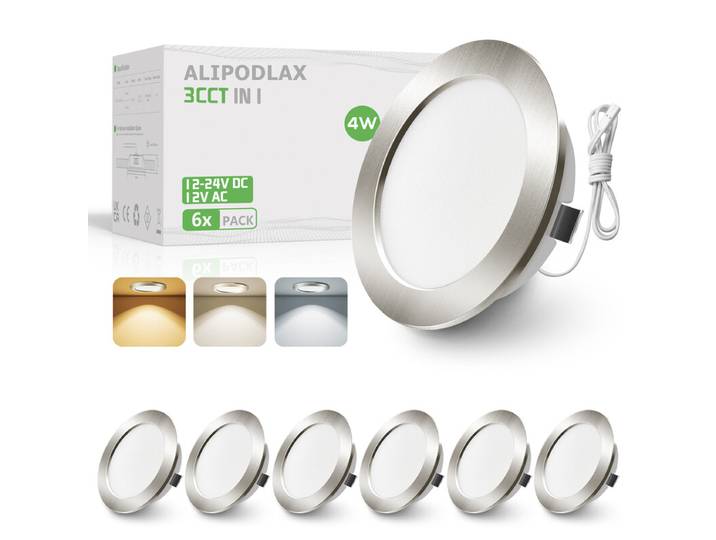 Spot encastré LED - 12-24 V - 4 W - 3000 K Blanc chaud/4000 K Neutre/6000 K Froid - pour plafond et meubles - Perçage Ø 55-58 mm - Profondeur 14,5 mm
