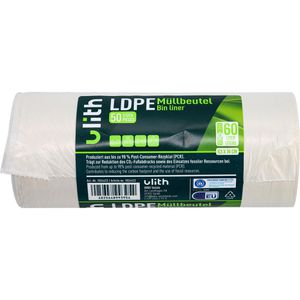 Ulith Müllbeutel 1024422, 60 Liter, weiß, 50 Stück