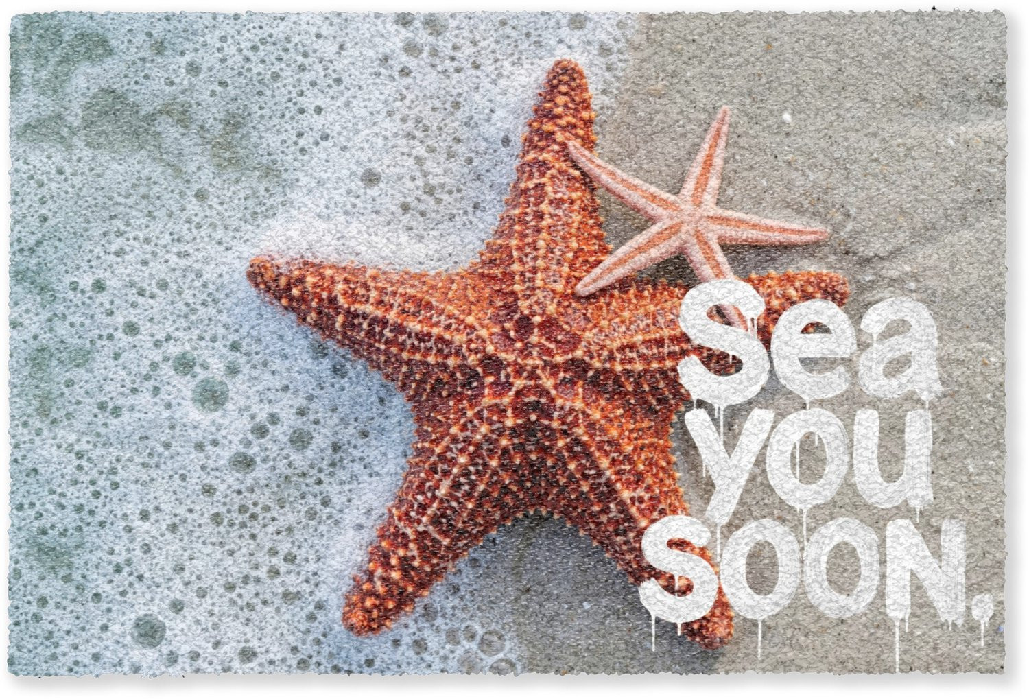 MuchoWow Deurmat Sea you soon met Zeester en Zee print - B/D: 180 x 120 cm