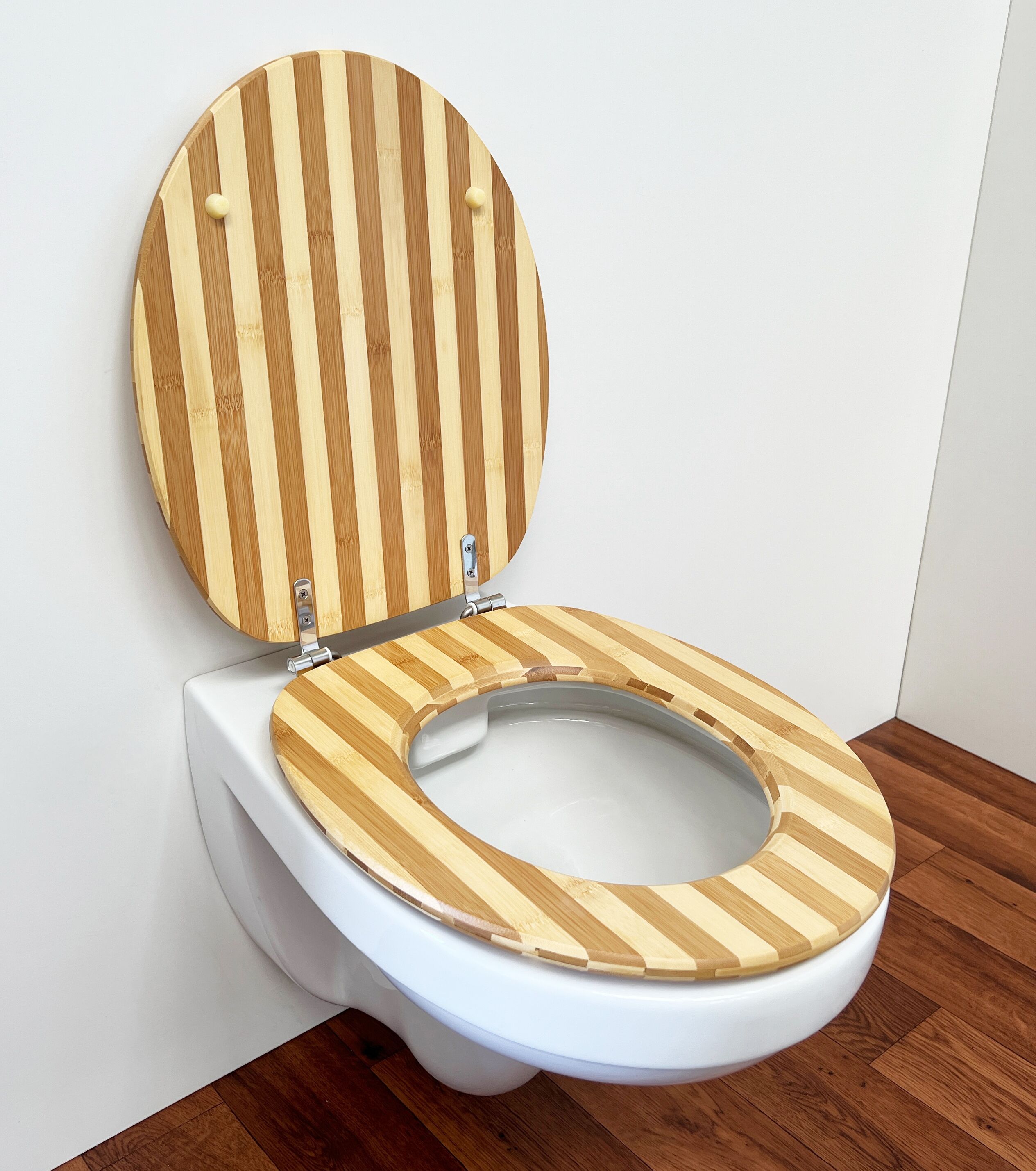 WC-Sitz ADOB "Bambus", braun (gestreift), B:37cm H:5,8cm L:44,5cm, Holz teilmassiv, WC-Sitze, WC-Sitz, geeignet für alle handelsüblichen WC's gestreift Einheitsgröße