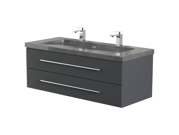 Meuble double vasque Yamo granit 130cm Gris/Graphite