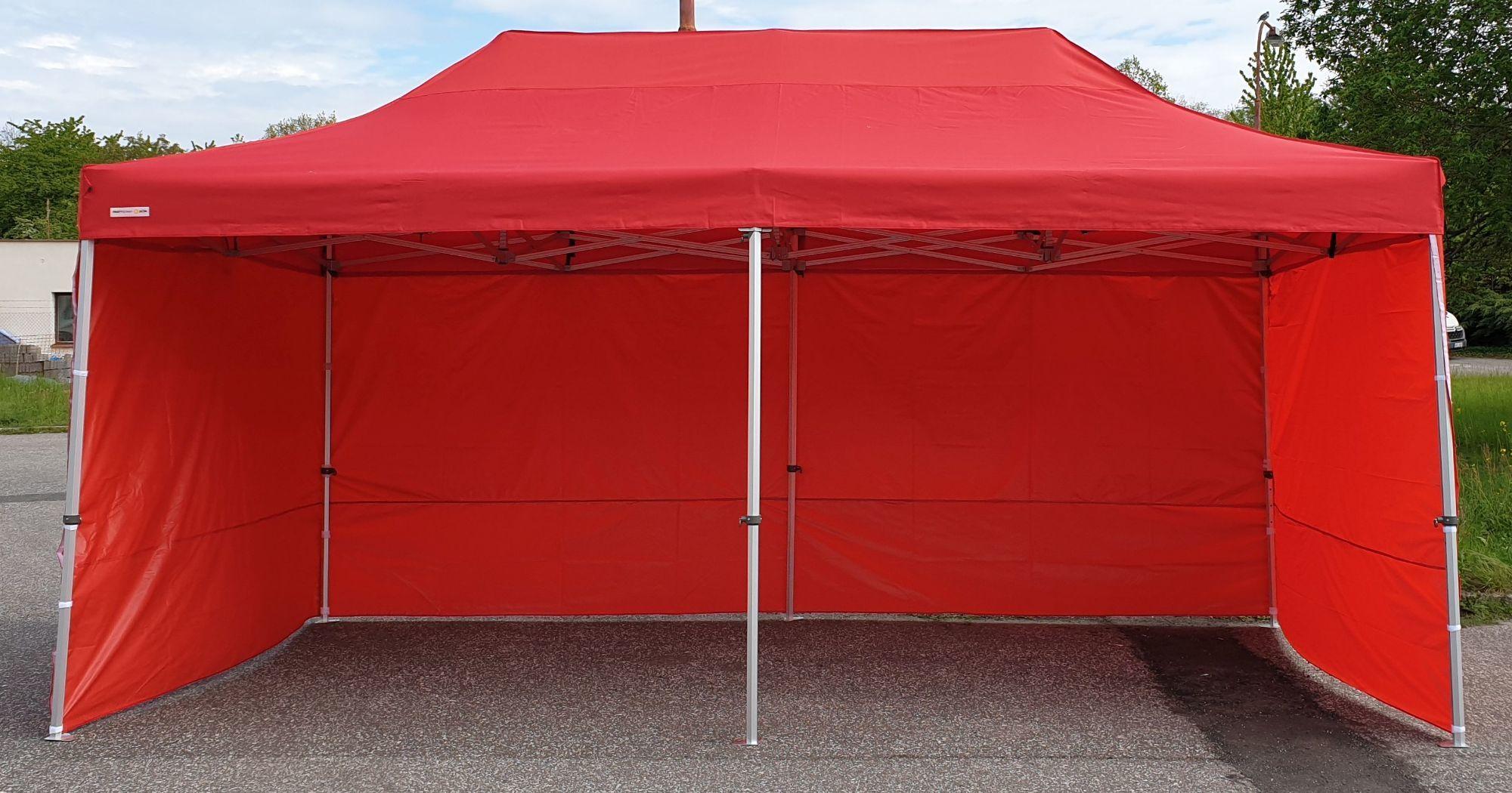 Faltpavillon 3x6m ALU Standard volle Seitenwände - Rot