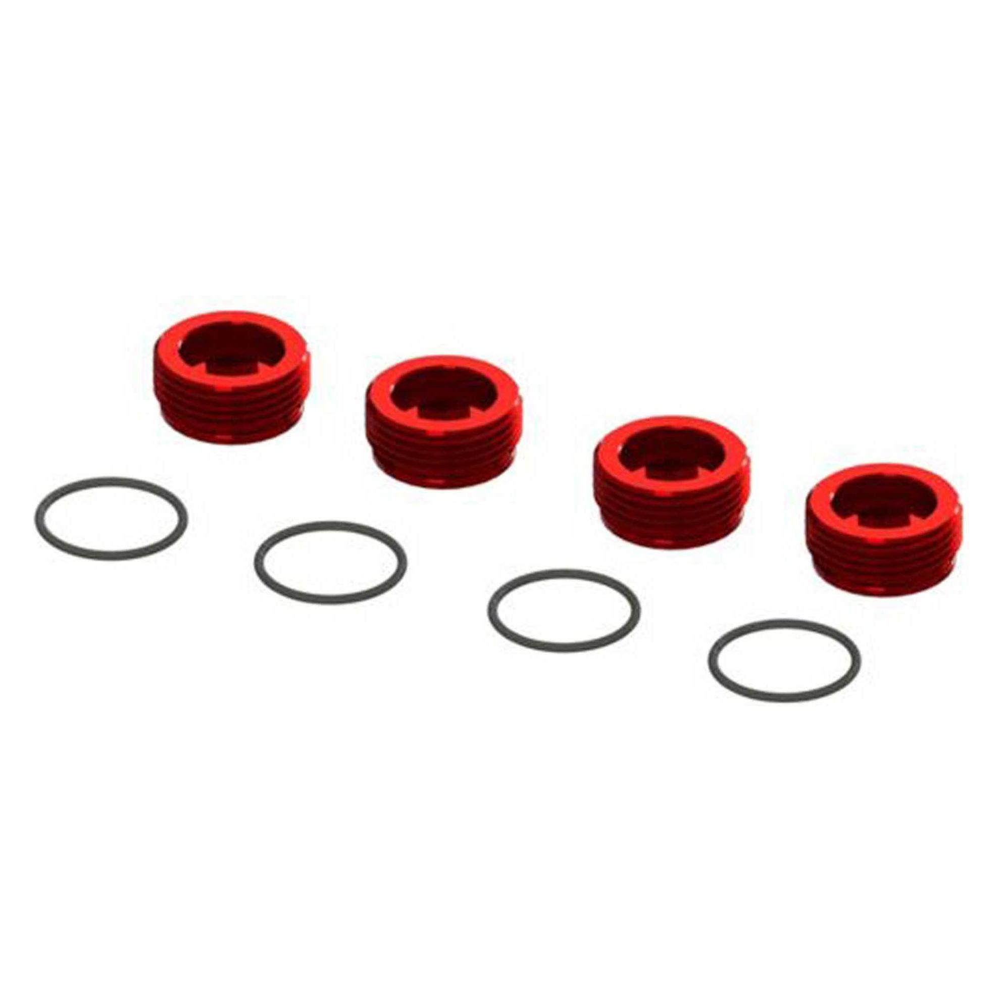 Arrma Aluminum Front Hub Nut Red (4) inc O-Rings (ARA320467)