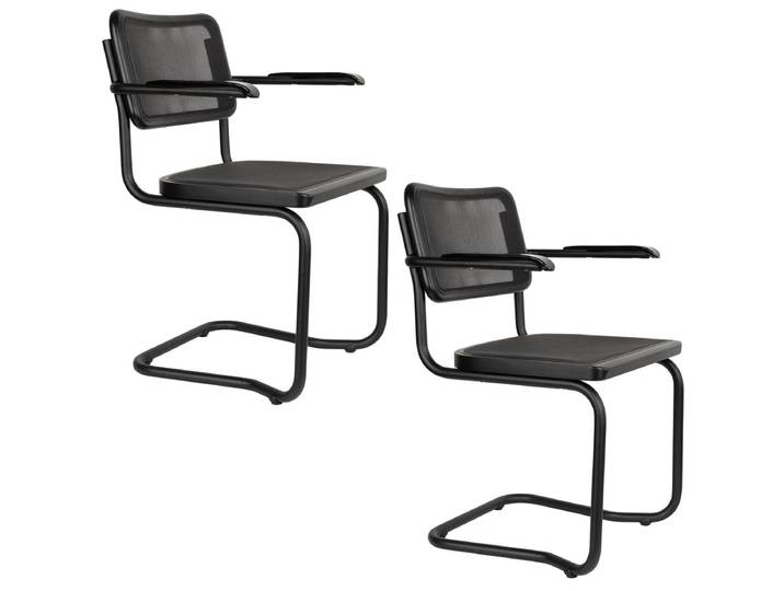Sessel Seloria 2er-Set – aus Stoff in Schwarz - Schwarz - Stoff - Luxusbetten24