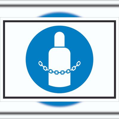 HB-Druck Gasflaschen sichern Symbol Schild A3 Rückseite selbstklebend