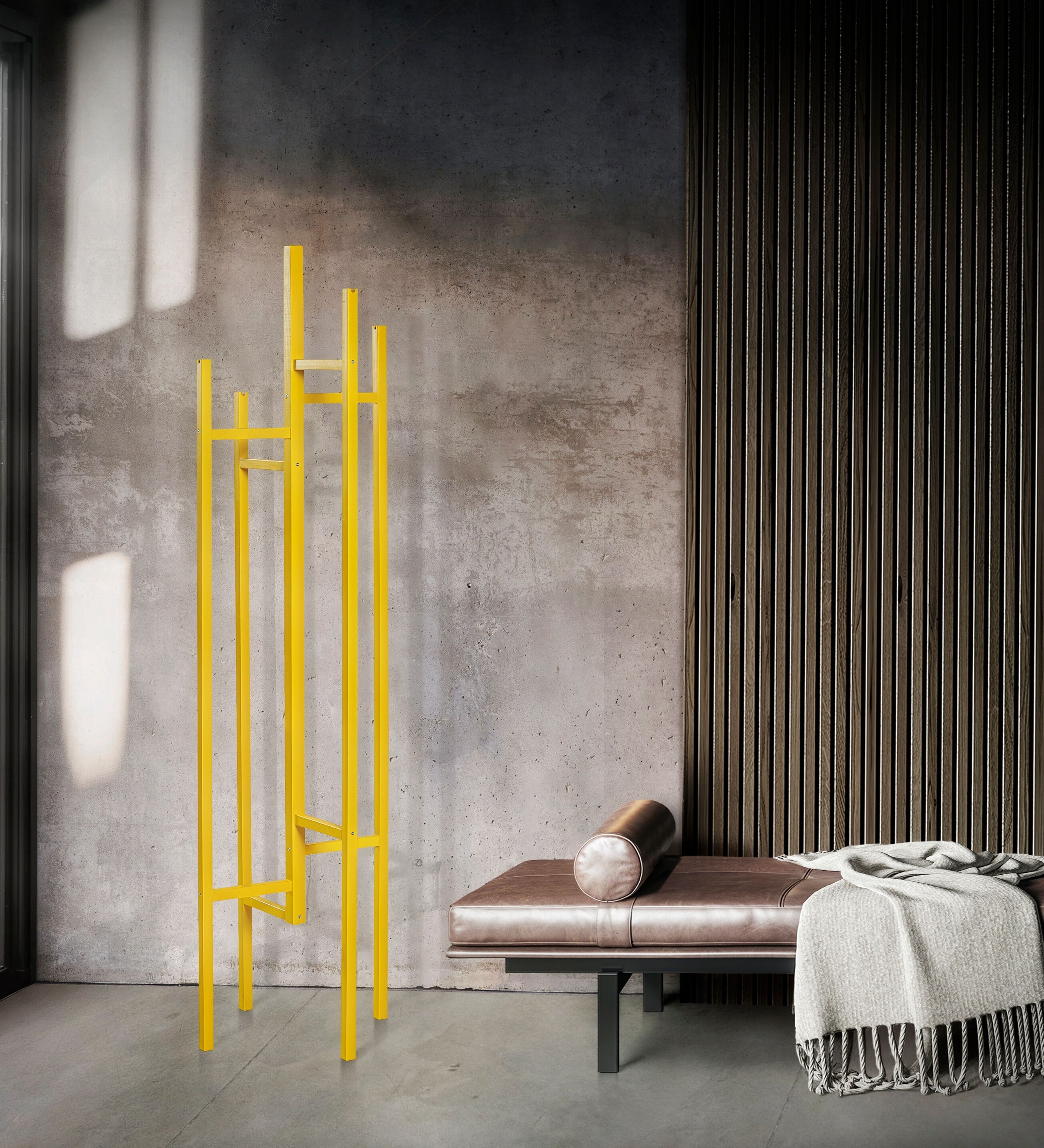 Garderobenständer HOME AFFAIRE "Eigen, Kleiderständer, Garderobe, Diele", gelb, B:47cm H:175cm T:47cm, Massivholz, Garderobenständer, Garderobenständer, im skandinavian Design, aus keilverzinkter massiver Buche