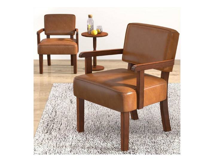 LuxusKollektion Loungesessel LoungeSessel Kunstledersessel 2erSet Kunstleder Braun 2 Stuhl und 1