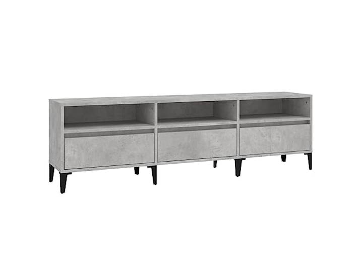 KUPTYERFG TV-Schrank Betongrau 150x30x44,5 cm Lowboard aus Holzwerkstoff Moderner TV-Ständer im Industrie-Design für Wohnzimmer, bietet stabilen Platz für Receiver, Konsolen und Dekoration.