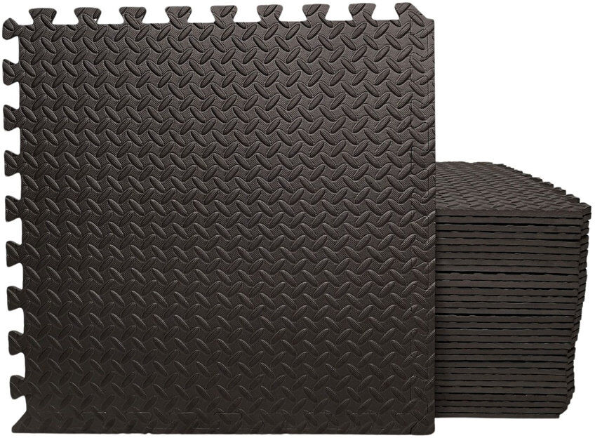 Samuel Alexander 32 Piece EVA Foam Floor Protective Tiles / Mats 60x60cm Each Set For Gyms, Kitchens, Garages, Camping, Kids Play Matting, Floor Mats Black 60cm L