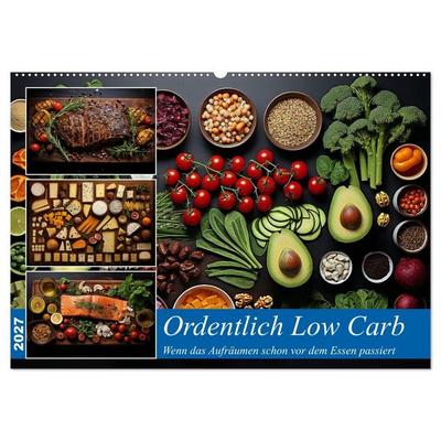 Ordentlich Low Carb (Wandkalender 2027 DIN A2 quer), CALVENDO Monatskalender