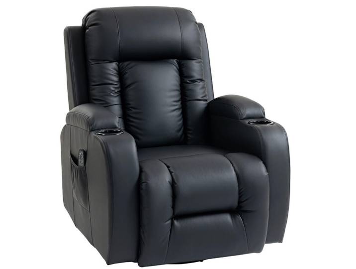 Homcom Massagesessel Kunstleder Stahl Schwarz, 82x103x99 cm, Wohnzimmer, Sessel, Massagesessel