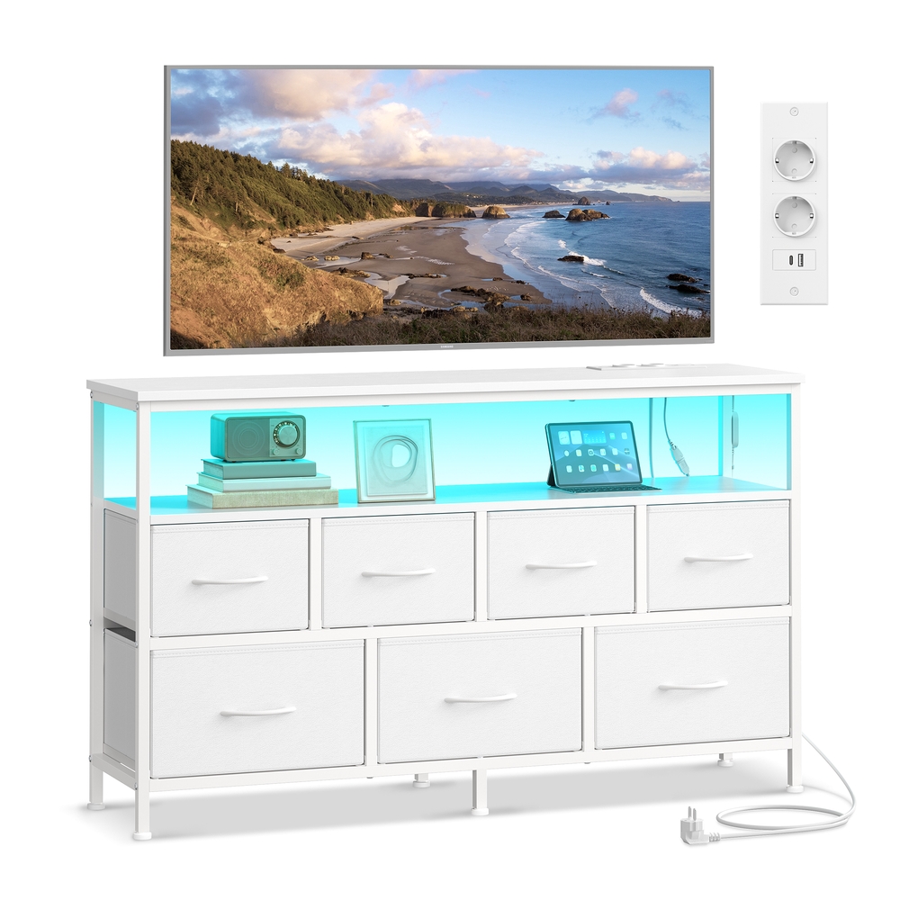 SONGMICS BELLAH Kollektion - Kommode mit 7 Schubladen und 1 Ablage wolkenweiß LGS733WH01