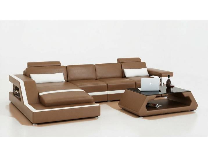 JVmoebel Ecksofa Luxuriöse Ledergarnitur mit USB-Anschlüssen und großzügigem Platz, Made in Europa