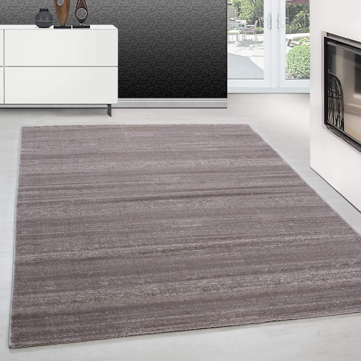 Beige Laagpolig Vloerkleed met 3D Geometrisch Patroon, Rechthoekig, Polyester