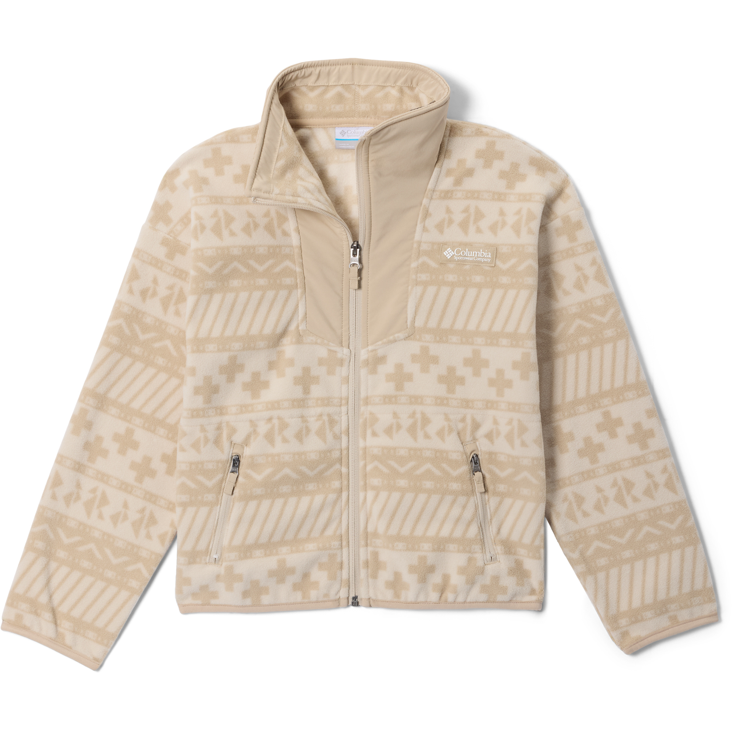 Columbia Sequoia Grove Printed Kinder Fleecejacke beige Größe 156 Camping Widerstandsfähig