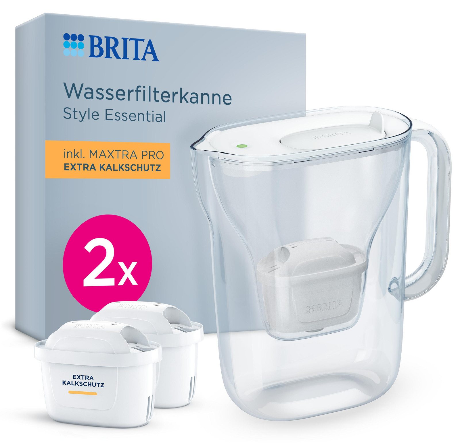 BRITA waterfilterkan MAXTRA Style Essential, wit, inclusief 2 extra kalkfilters
