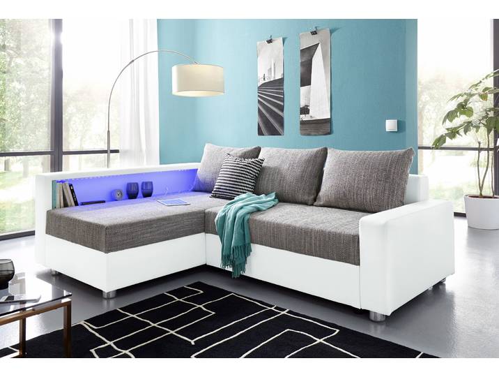COLLECTION AB Relax L-Form, B: 223 cm Schlaffunktion, Bettkasten, Regal & 1 Zierkissen, optional Licht