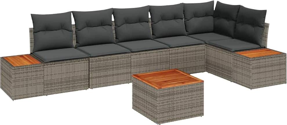 vidaXL Gartensofa-set 6 stk. 6-Sitzanzahl Grau Polyrattan