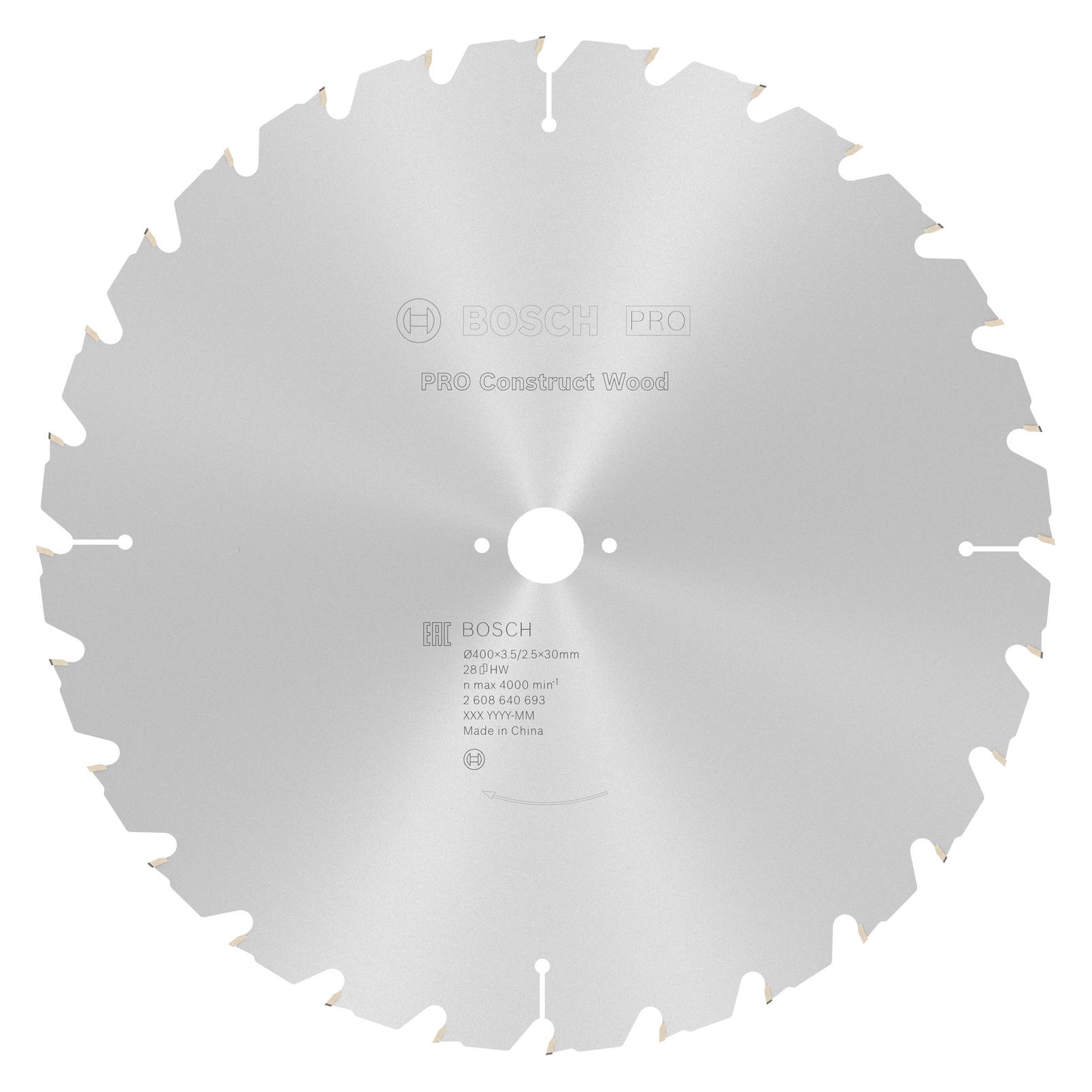 Bosch Professional Zubehör PRO Construct Wood Kreissägeblatt, 400 x 3,5 x 30 mm (2608640693)