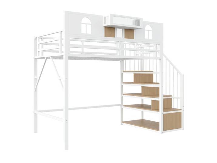 Lit mezzanine en fer blanc 90 x 200 cm