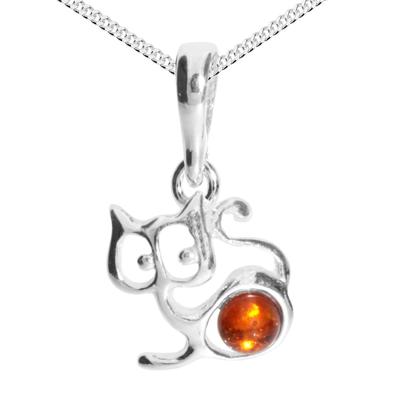 Kette mit Anhänger OSTSEE-SCHMUCK "Ostsee-Schmuck Kette mit Anhänger Katze Kette mit Anhänger Katze" Gr. 40, silber, Halsketten, Damen, 40cm, Silber 925 (Sterlingsilber), L: 40