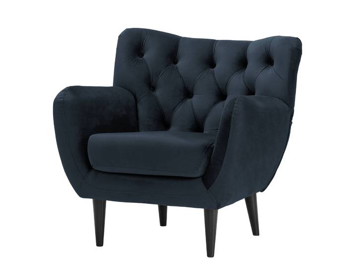 Sessel Lowen I Blau/Dunkelblau Samt Ravi 86 x 86 x 84cm