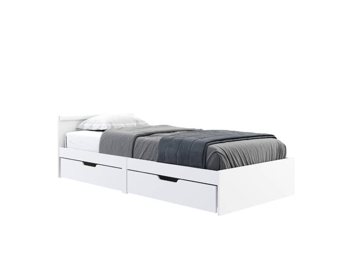 Bett Holz BELLA mit Stauraum und Schubladen 90 x 200 cm weiss