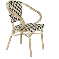 Oviala Business Terrassenstuhl aus Aluminium und schwarzem Rattan