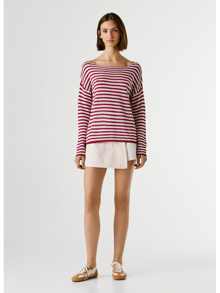 Pepe Jeans Pullover "Kalua" in Rot/ Weiß - M