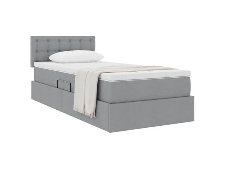 KTHLBRH Boxspringbett 90 x 200 hellgrau mit Matratze Hydraulisches Heben, solide Struktur, rechteckiges Design, optimiert Platz für den Raum