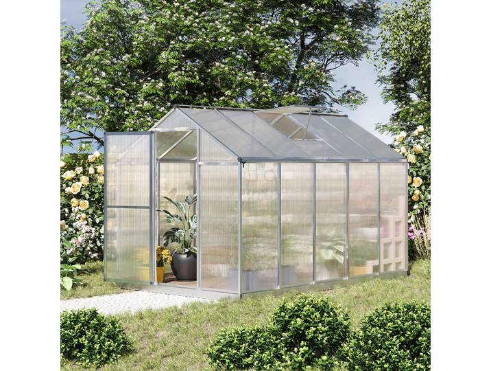 Outsunny Serre 3x2m Alu Polycarbonate 5,5m² Noir