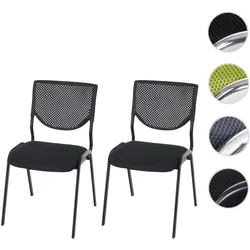 2er-Set Besucherstuhl T401, Konferenzstuhl stapelbar, Stoff/Textil ~ Sitz schwarz, Füße schwarz