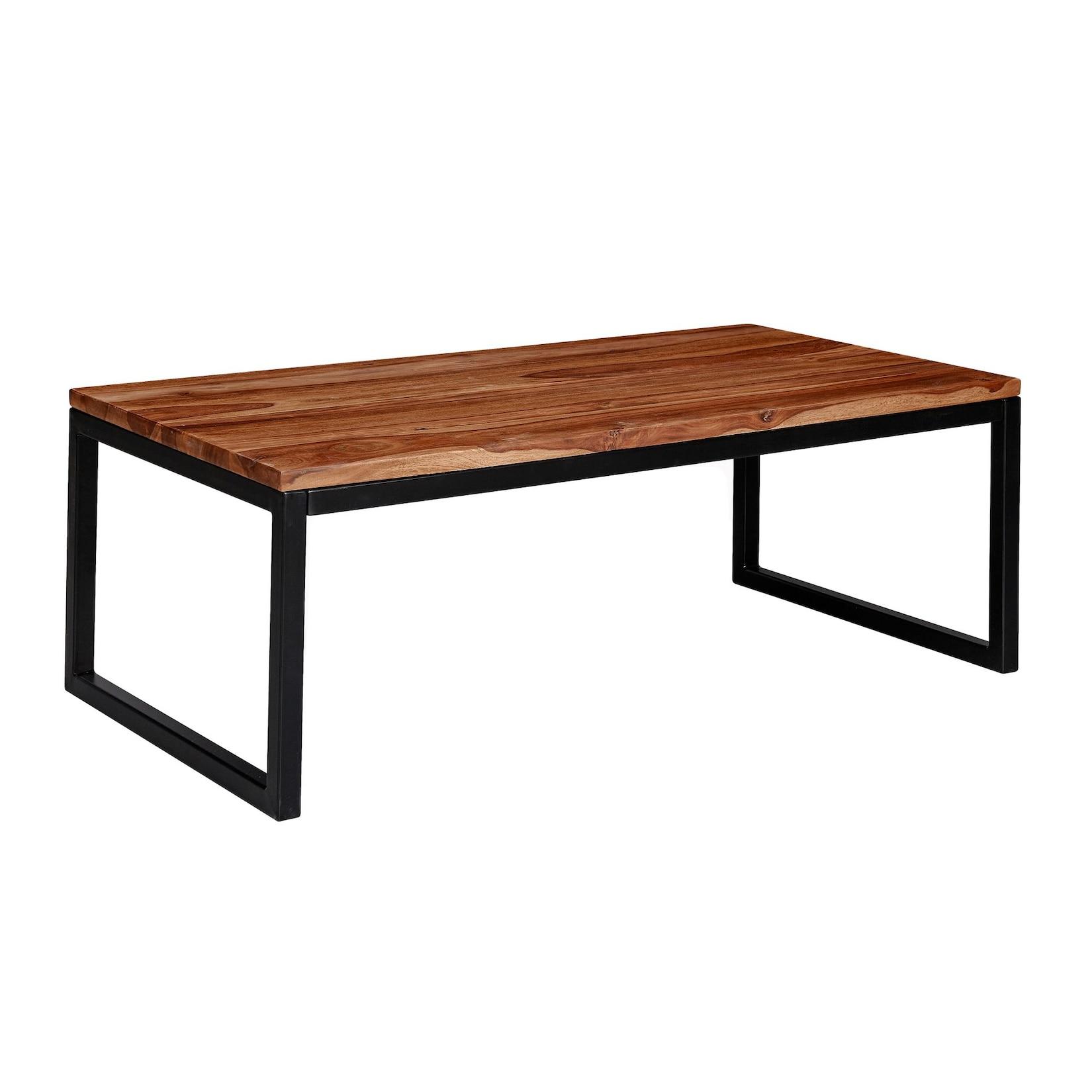 KADIMA DESIGN Industrie-Stil Couchtisch aus massivem Sheesham-Holz, Unikat mit stilvoller Maserung