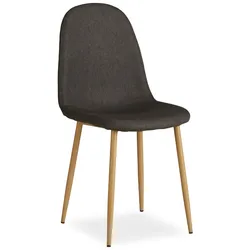 Décoshop26 - Bequemer und moderner Küchen-/Esszimmerstuhl mit anthrazitfarbenem Stoffbezug und Beinen aus Metall in Holzoptik CDS06003