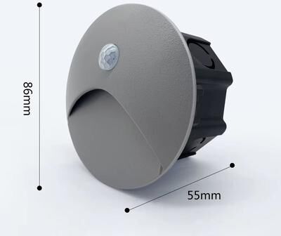 Inspired Finds SANDIY Outdoor Sensor LED Embedded Wall Lamp With 60mm Box Waterproof Footlight For Stairs, Steps, Garden And Exterior sensor Gray 3w cold Light