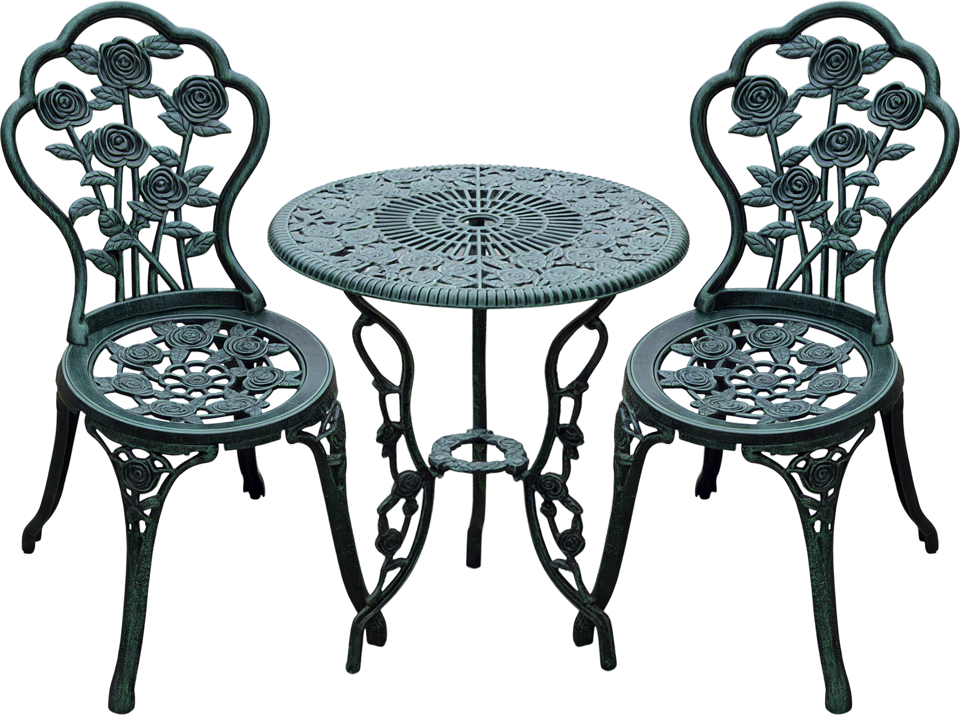 Outsunny Set da Giardino Bistroset Mobili da Giardino 3 pz. Fusione di Alluminio Verde Antico