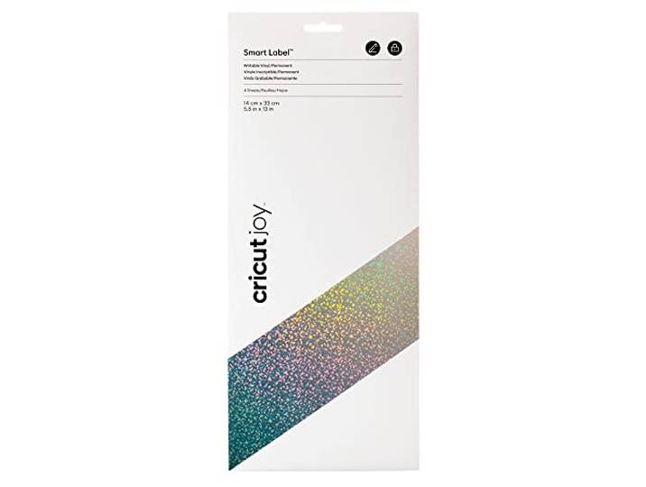 Cricut Joy Smart Label beschrijfbaar vinyl (Permanent) Zilver holografisch 4 vellen 14 cm x 33 cm (5,5 x 13 ) Voor Cricut Joy