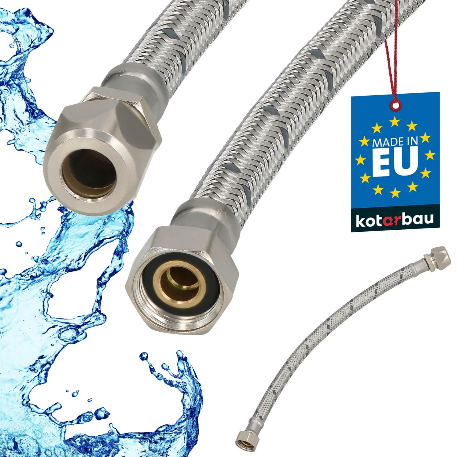 KOTARBAU Flexibele Aansluitslang 3/8"x3/8" voor Armatuur, 30 cm, Zilver, Roestvrijstaal
