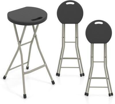 Costway 28 Inch Portable Folding Stools with 330lbs Limited Sturdy Frame-2 Pieces