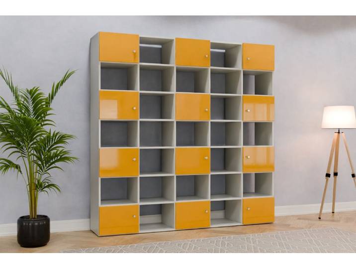 Raumteiler Regal nach Maß - RAL 1004 Goldgelb - 208x208x42cm - Individuell konfigurieren