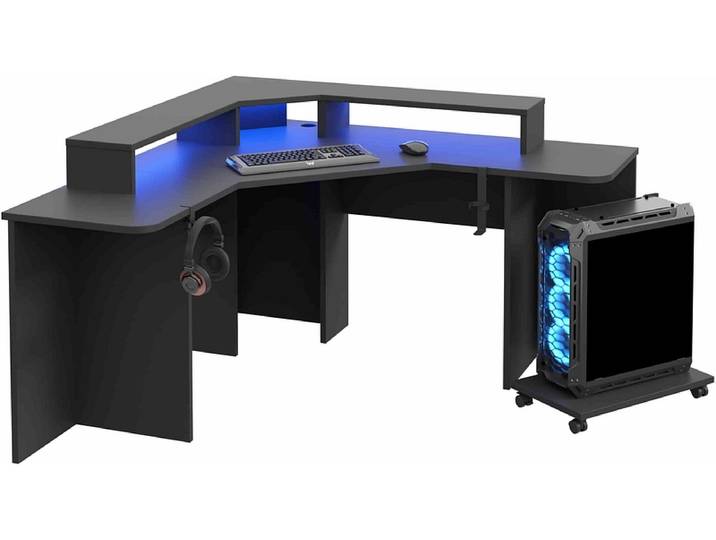 Gaming Schreibtisch GEEK 160x160x91.1cm schwarz