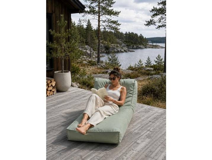 Matelas bain de soleil transat uni vert amande