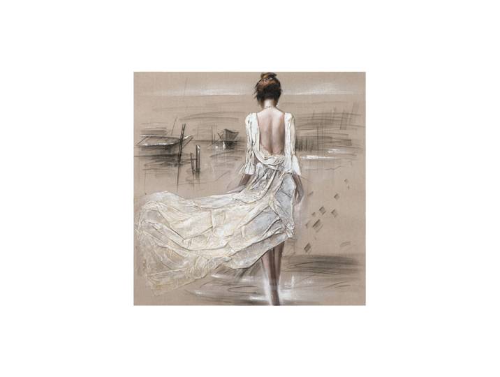Handbemaltes Bild „Dame am Hafen“ 100 x 100 cm Multicolor Crea Collection
