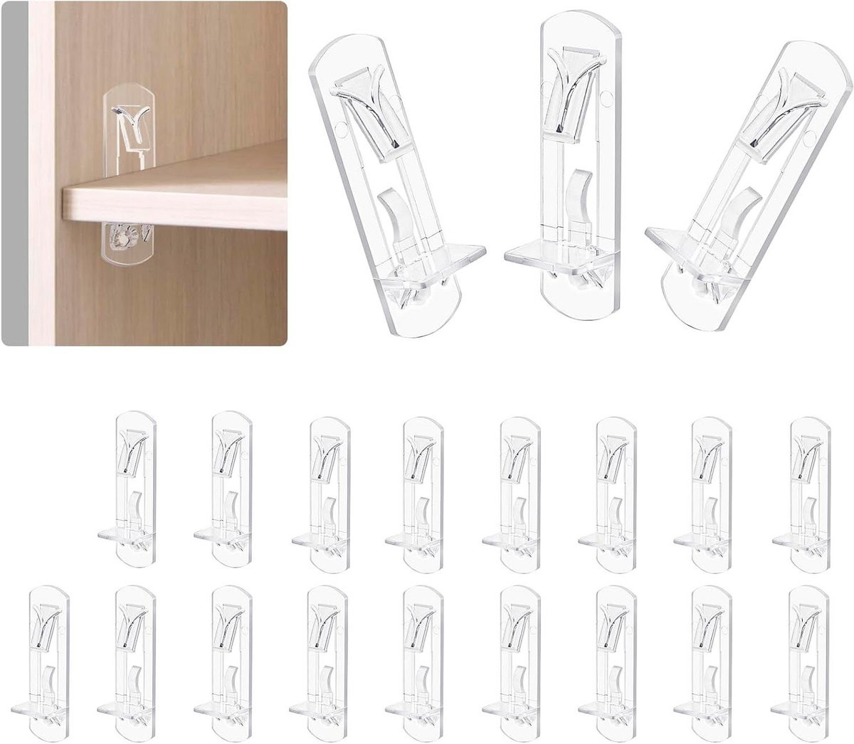 30 stuks Transparante Plastic Planksteunen - Zelfsluitende Kast Plankclips voor het Bevestigen van Planken