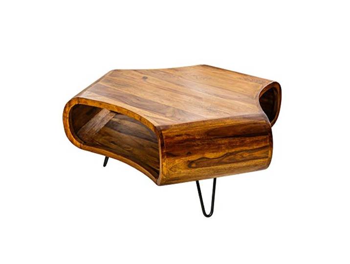 invicta INTERIOR Massiver Couchtisch Organic Living Sheesham Palisander Hairpin Legs Retro Wohnzimmertisch Tisch Holztisch BxHxT: 90 x 38 x 80 cm